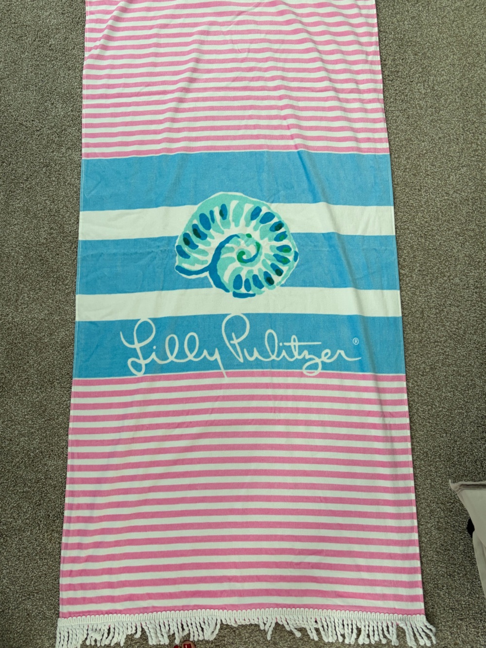 Lilly Pulitzer Pink & Blue Striped Shell Beach Towel - Picture 5 of 7